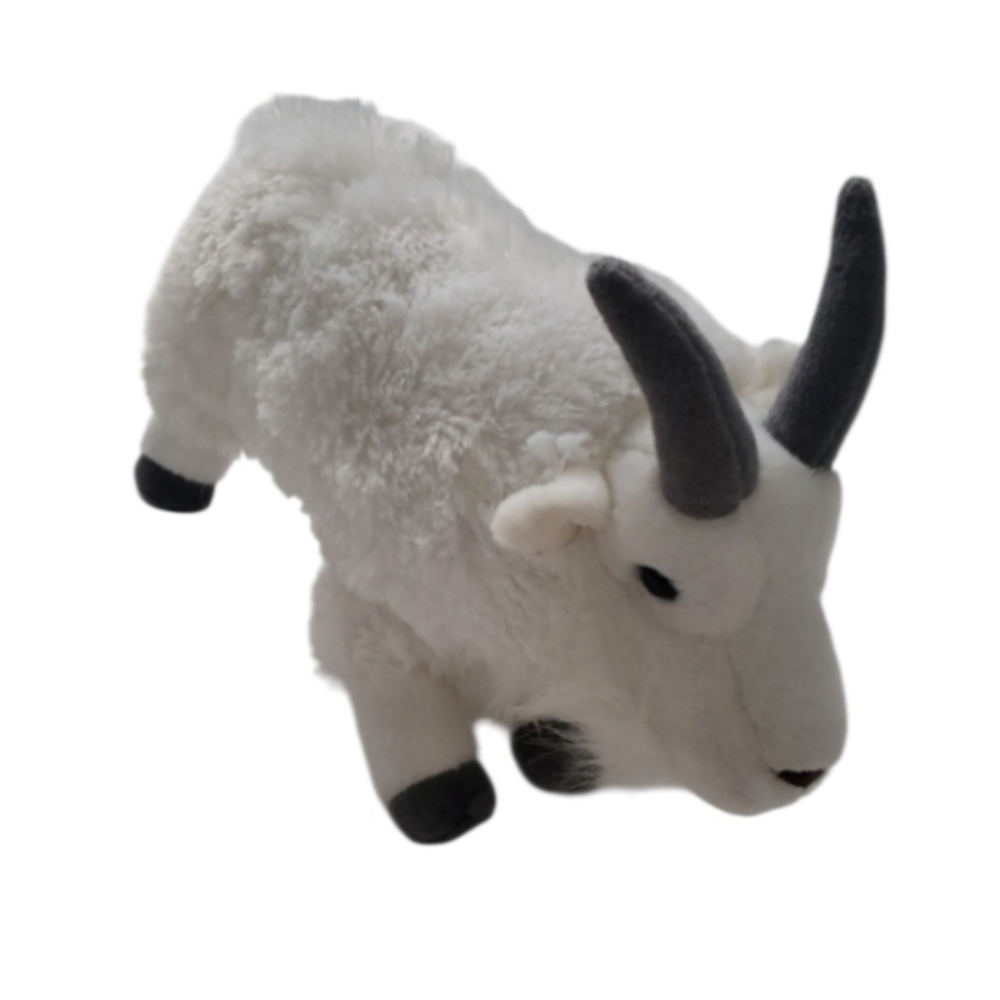 Wild Republic Plush White Bobby Goat Soft Furry Kids Toy Gray Horns Stuffie